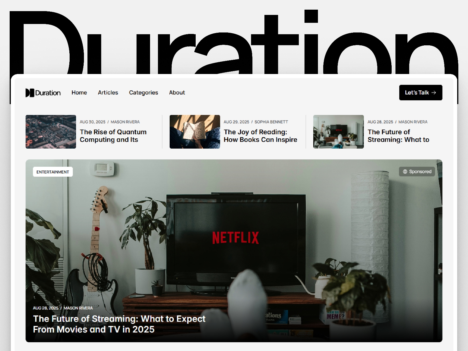 Screenshot of Duration website