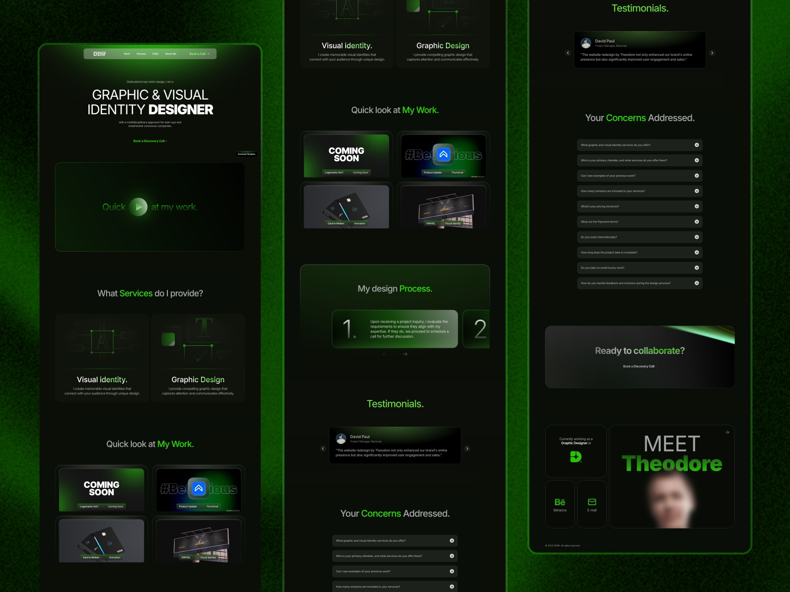 Screenshot 2 of Dznr portfolio website for graphic designer