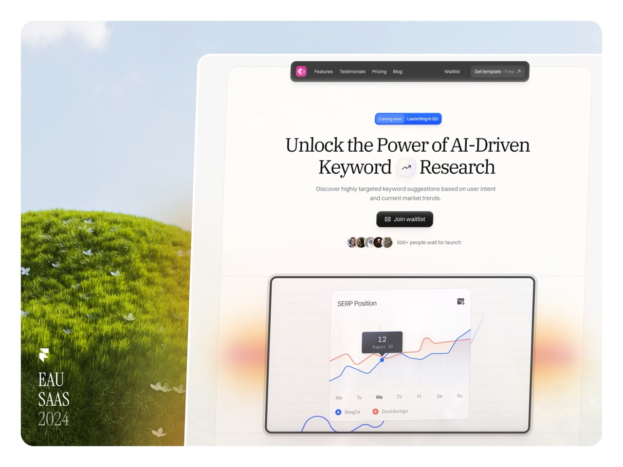 Screenshot of Eau website