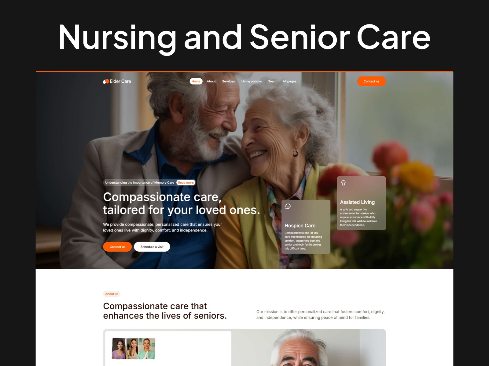 Screenshot of Elder care website