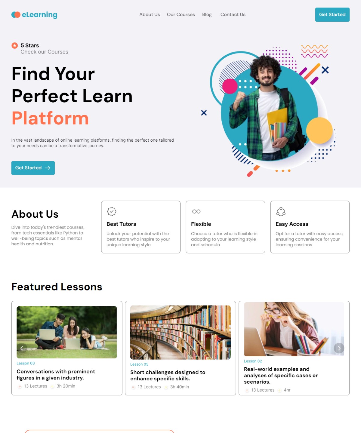 Screenshot of Elearning website