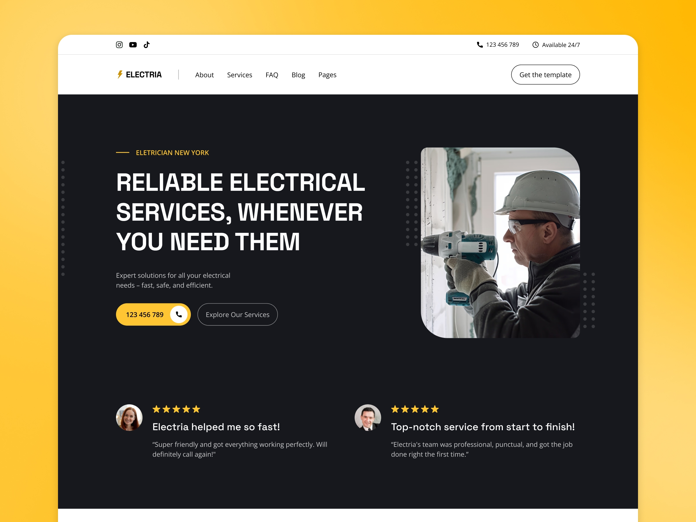 Screenshot of Electria website
