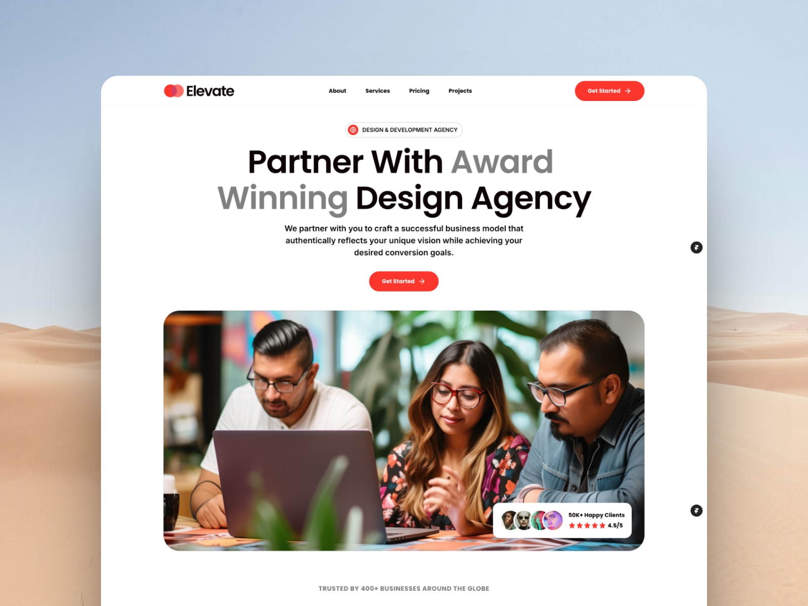 Screenshot of Elevate website