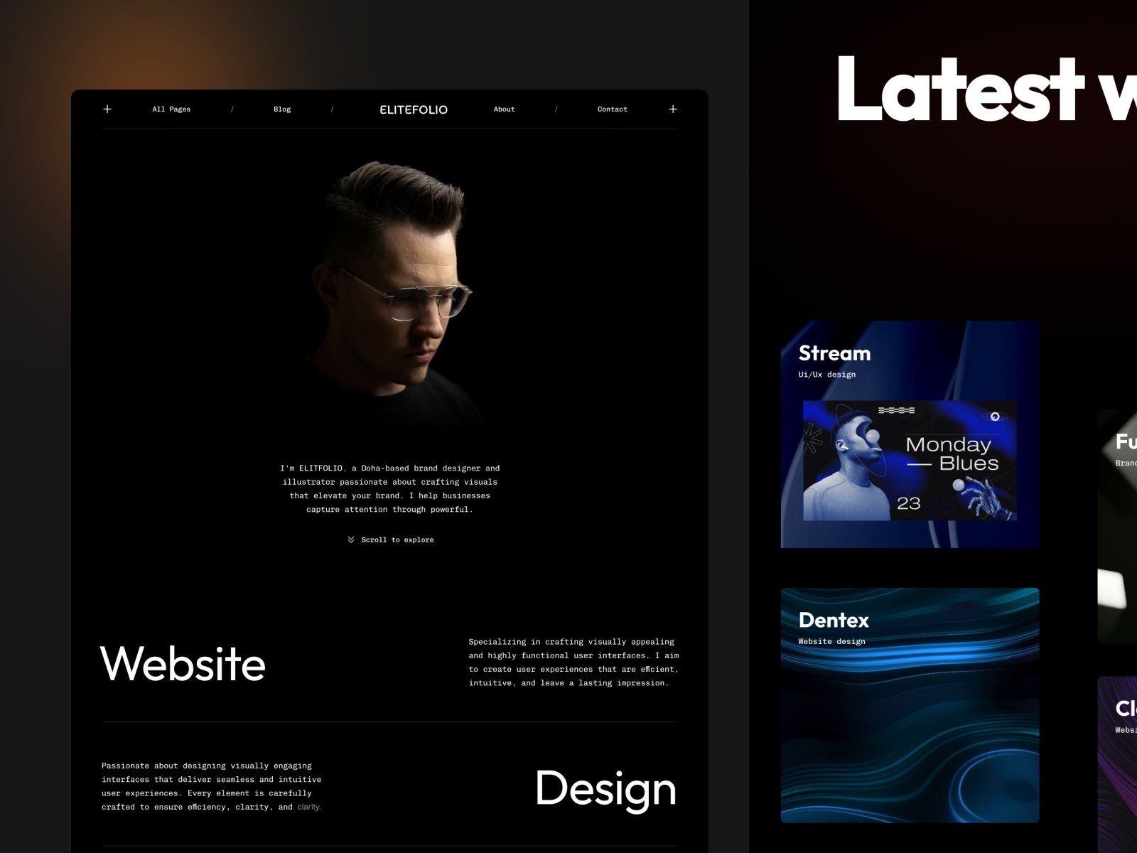 Screenshot of Elitefolio website