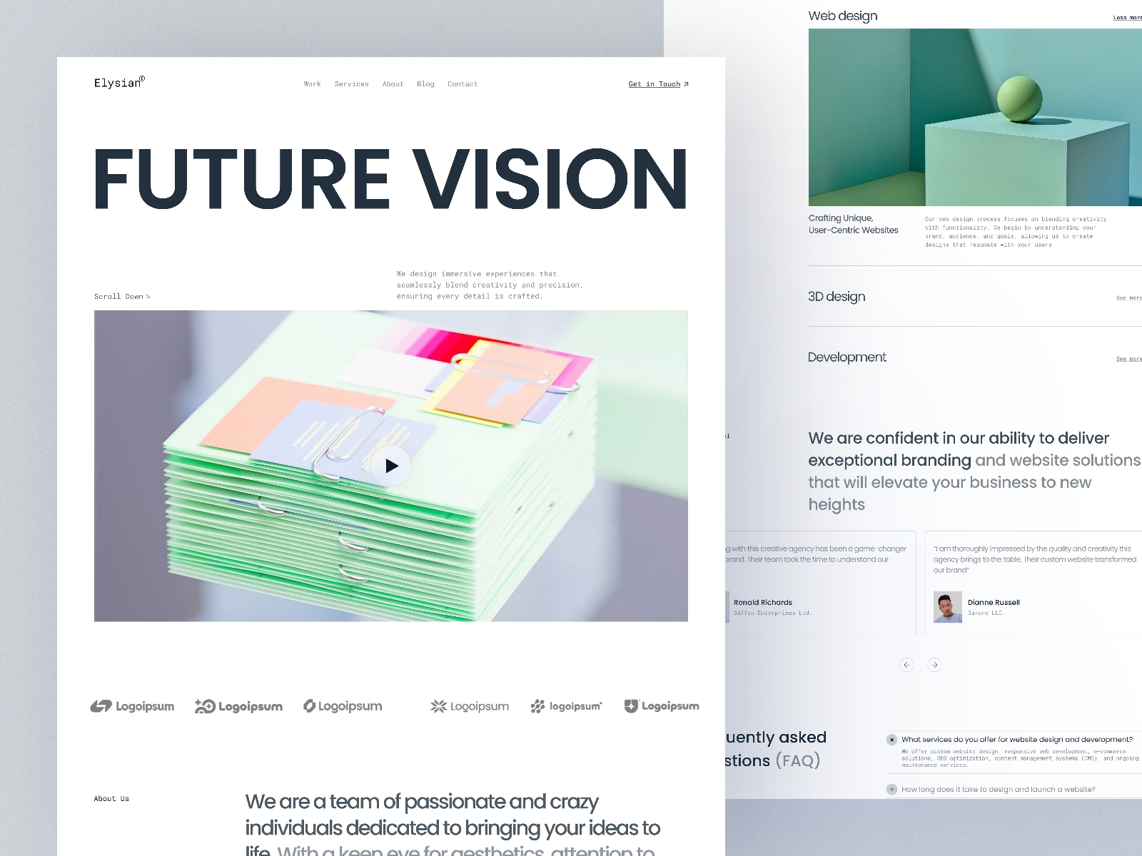 Screenshot of Elysian website