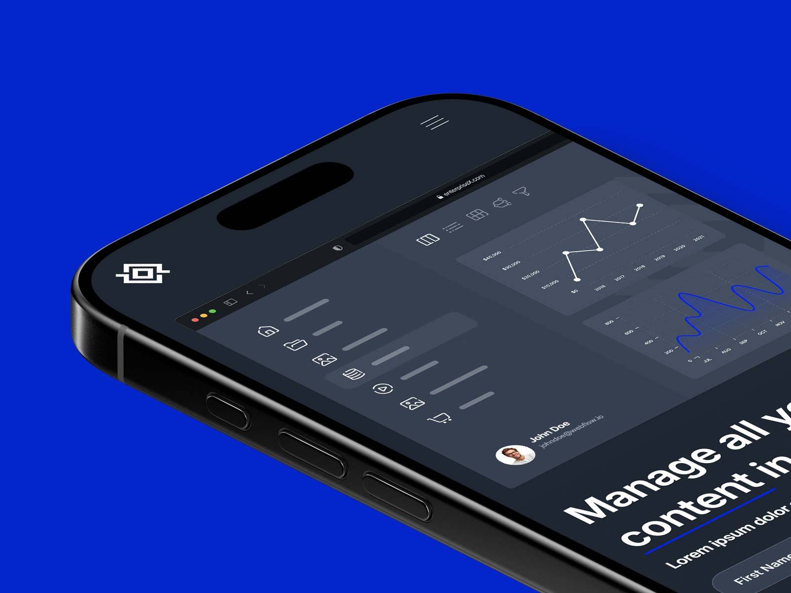 Screenshot of Enterprise x website