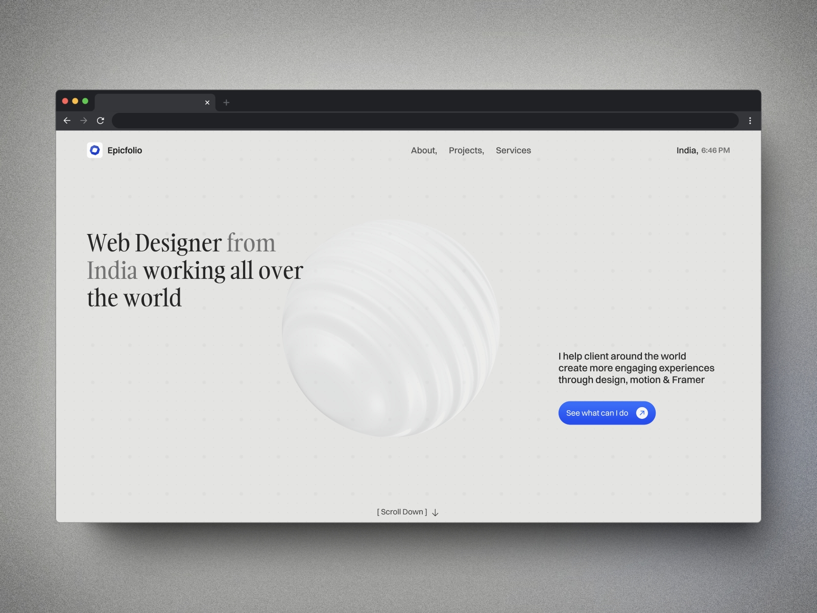 Screenshot of Epicfolio website