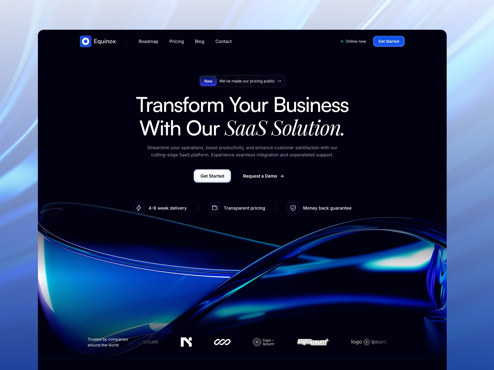 Screenshot of Equinox website