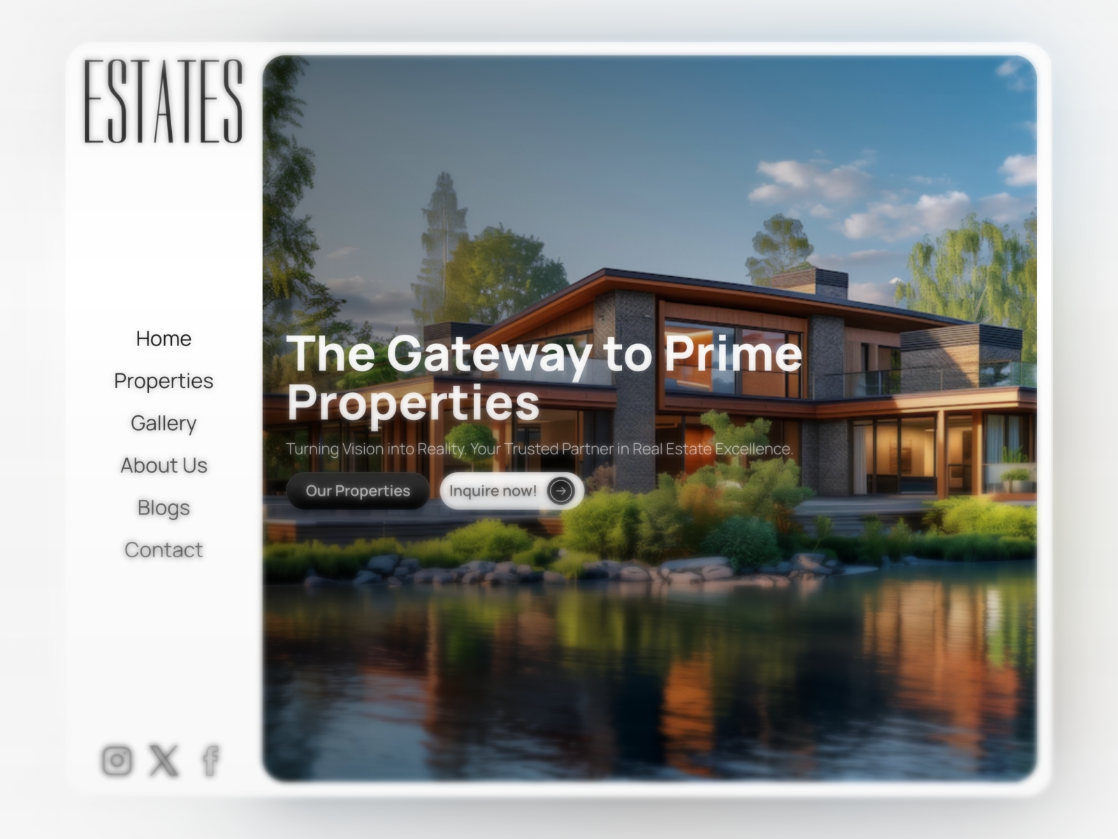 Screenshot of Estates website
