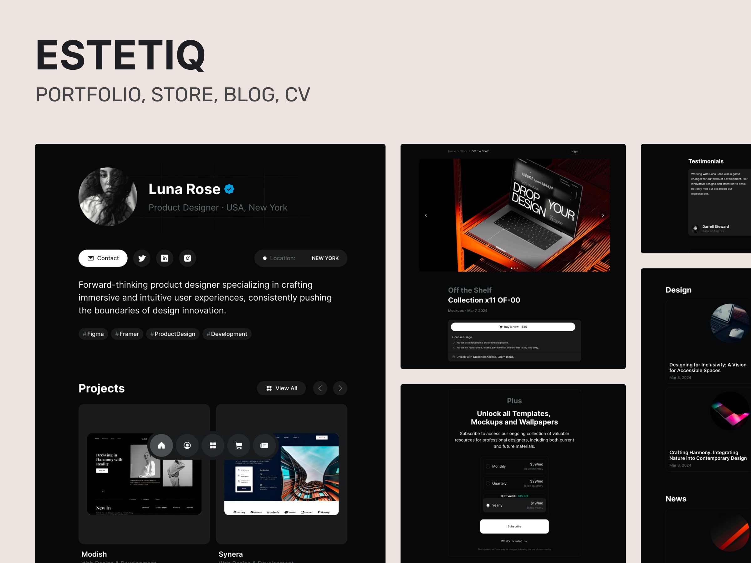 Screenshot of Estetiq website
