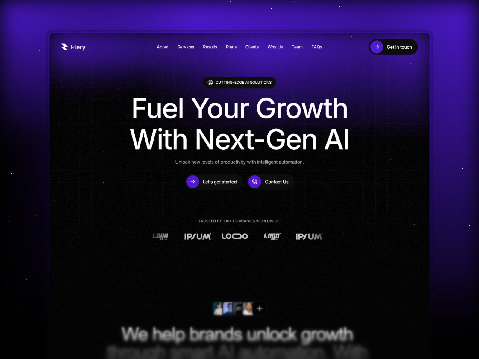 Screenshot of Etery website