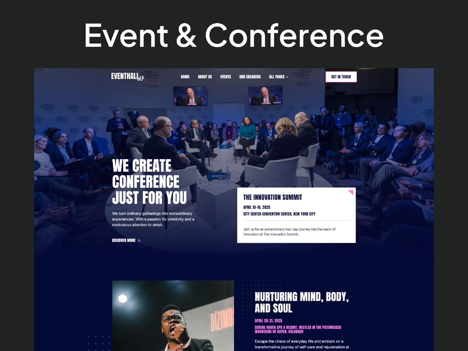 Screenshot of Eventhall website