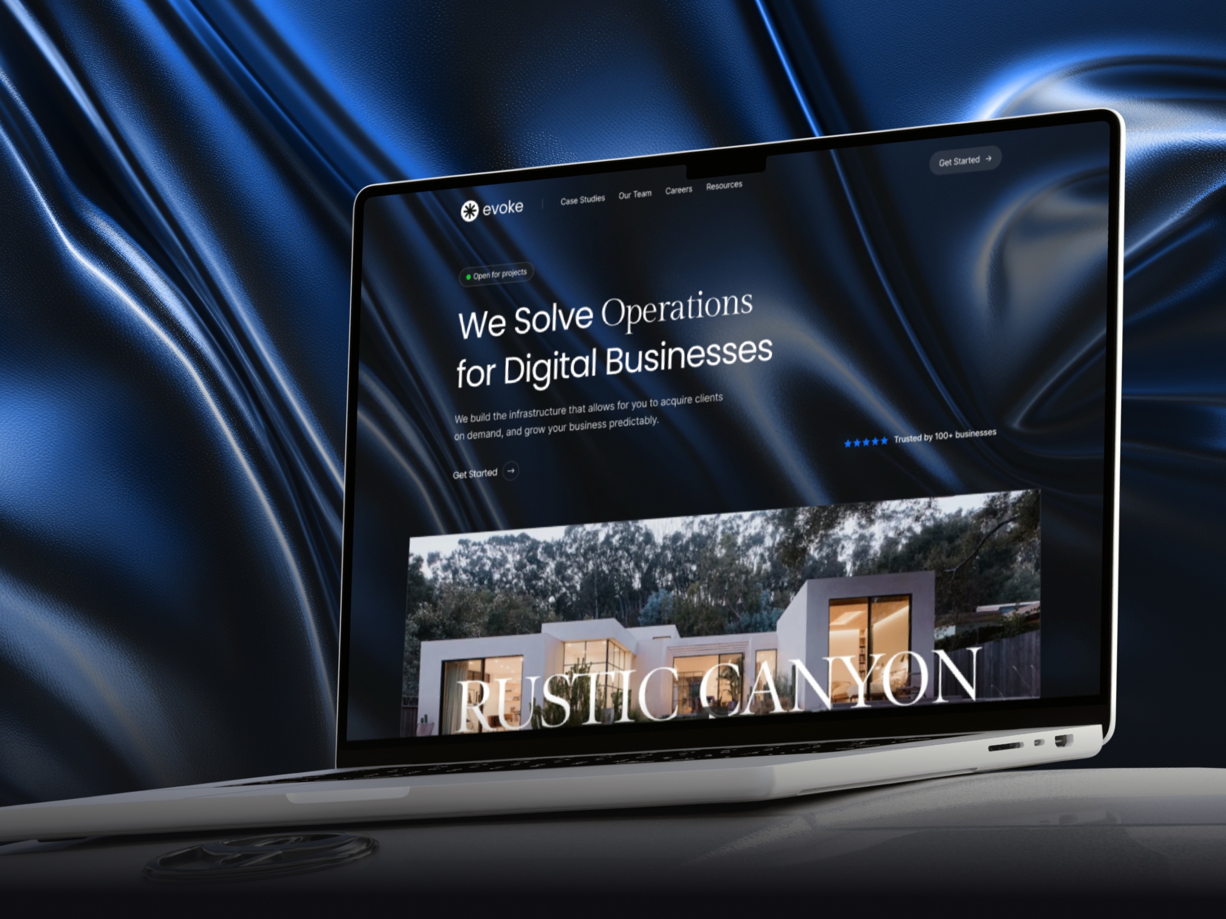 Screenshot of Evoke website