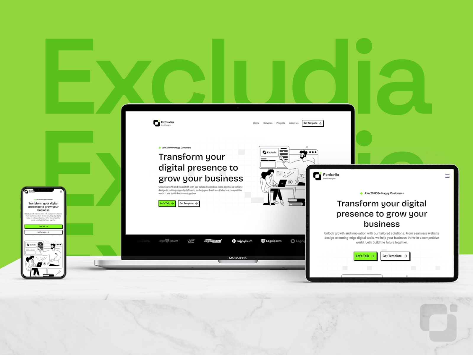 Screenshot of Excludia website