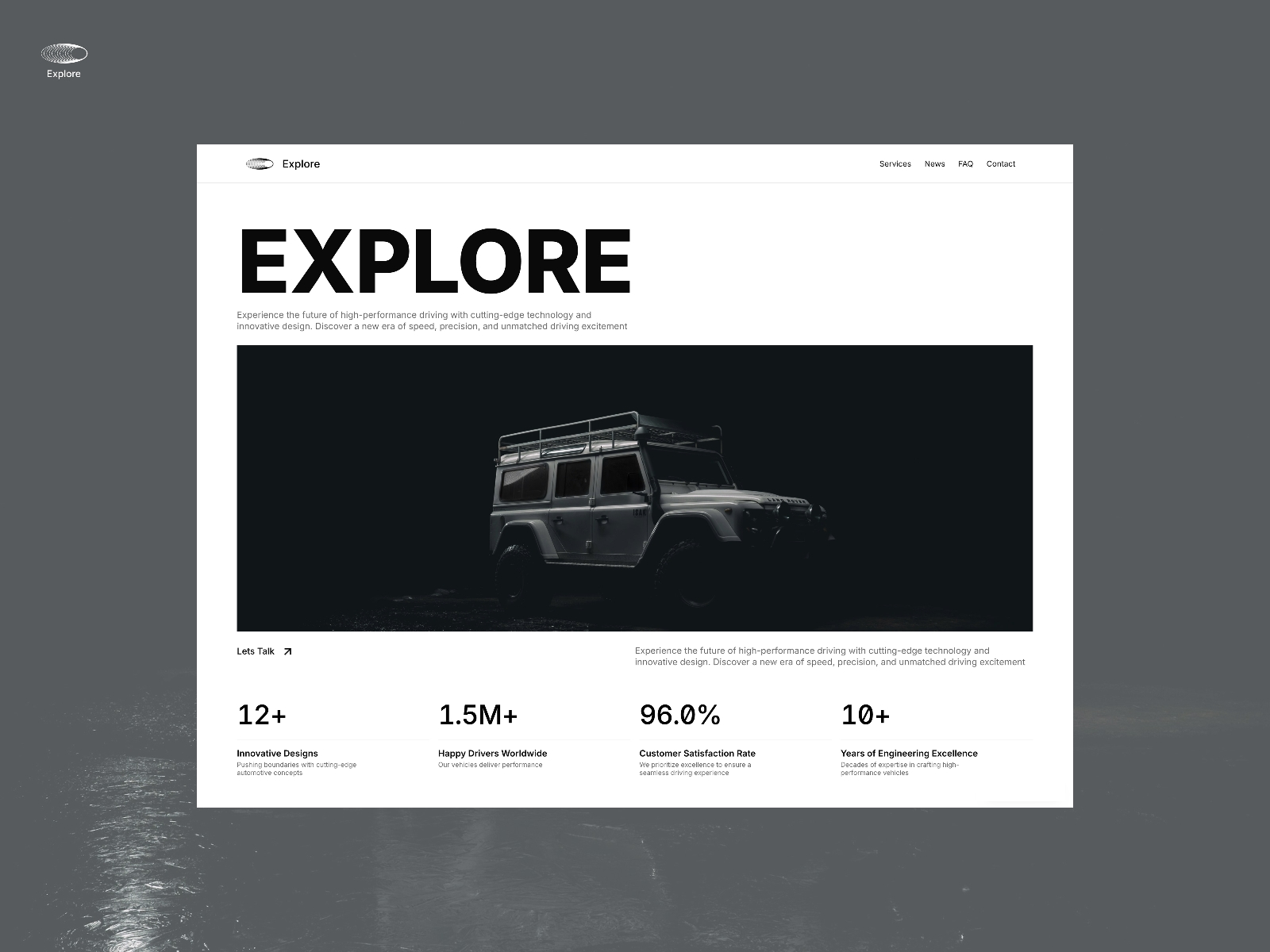 Screenshot of Explore website