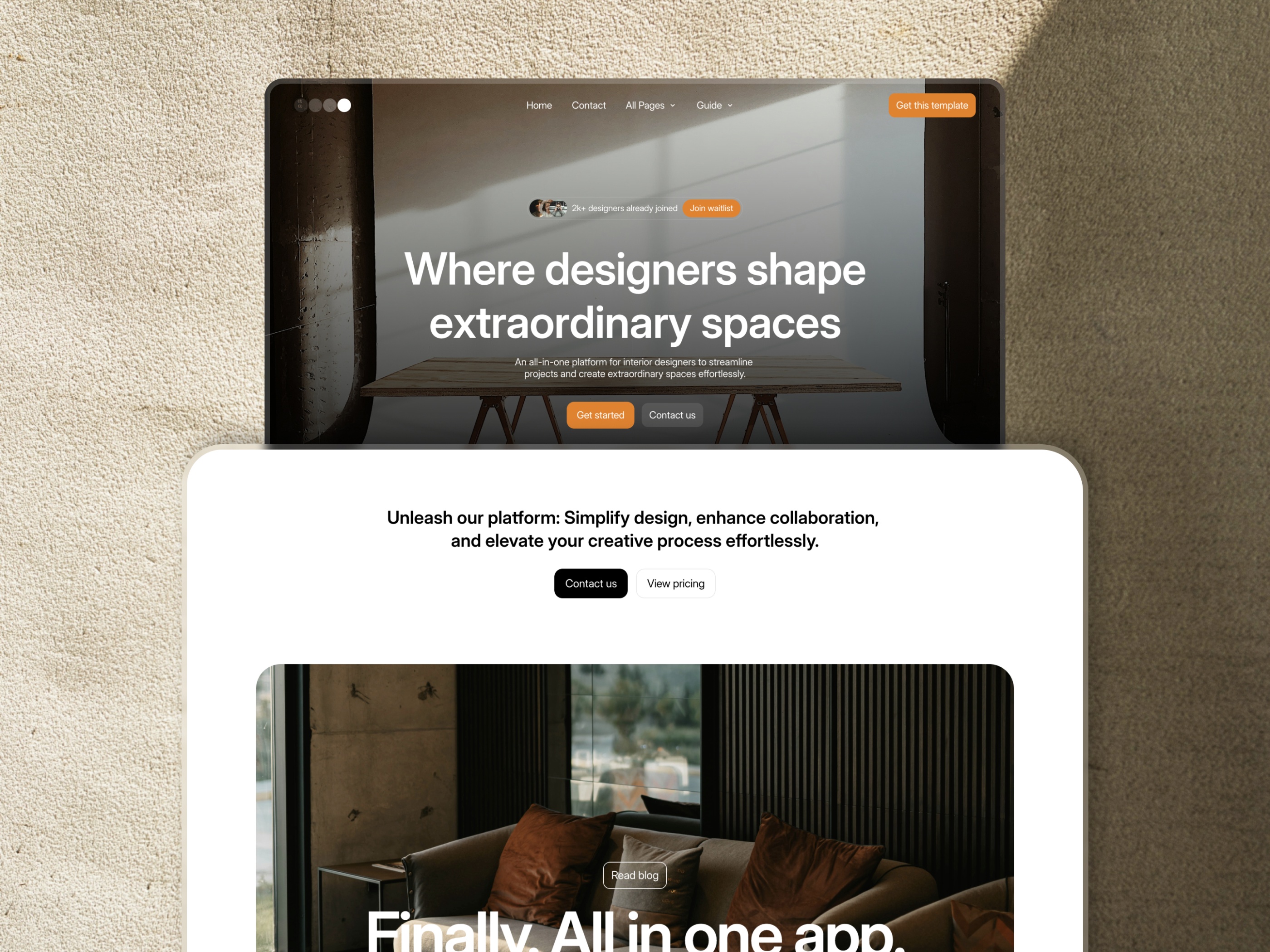 Screenshot of Faded saas app template website