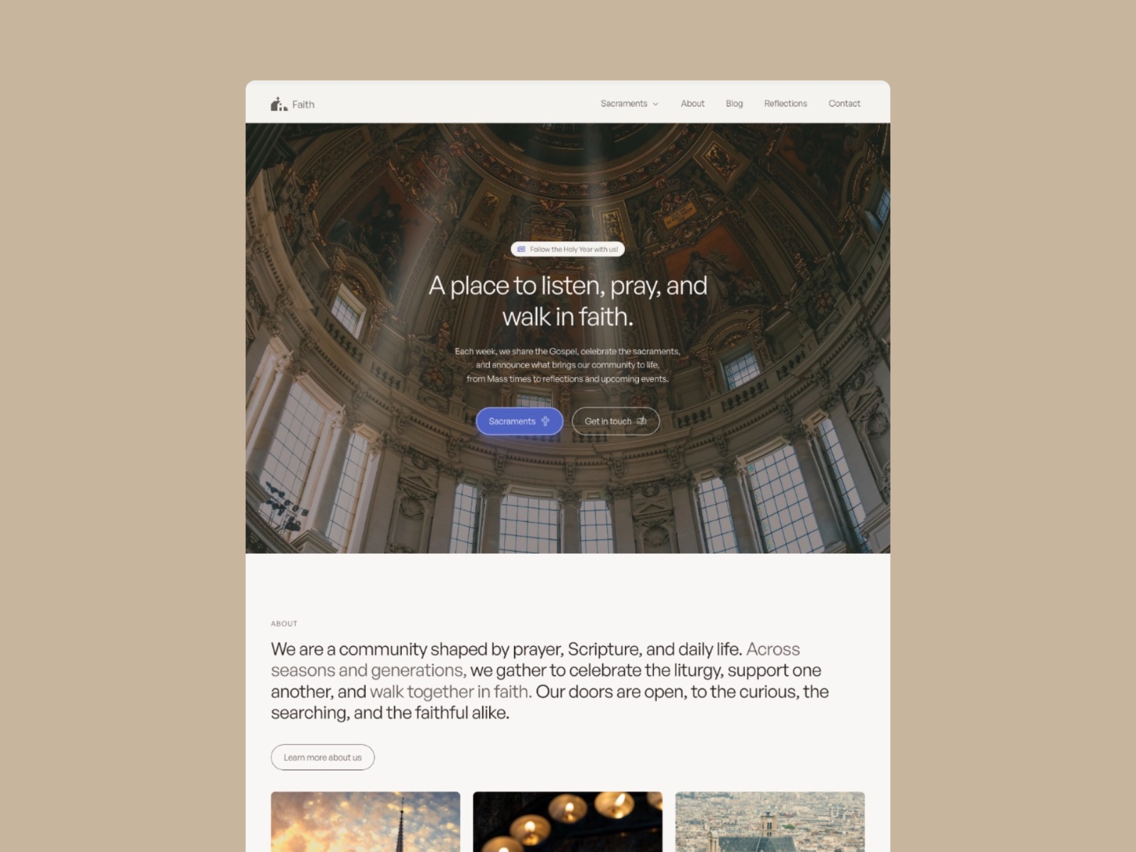 Screenshot of Faith website
