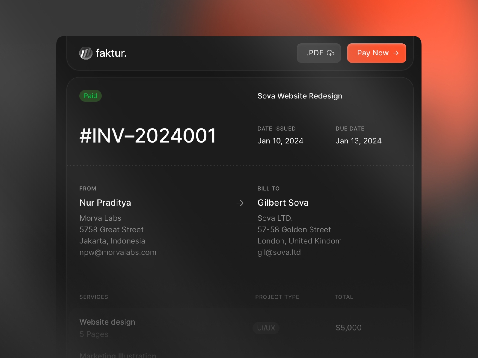 Screenshot 2 of Faktur sleek invoice framer template