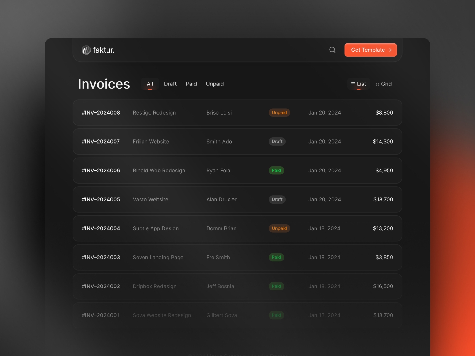 Screenshot 3 of Faktur sleek invoice framer template
