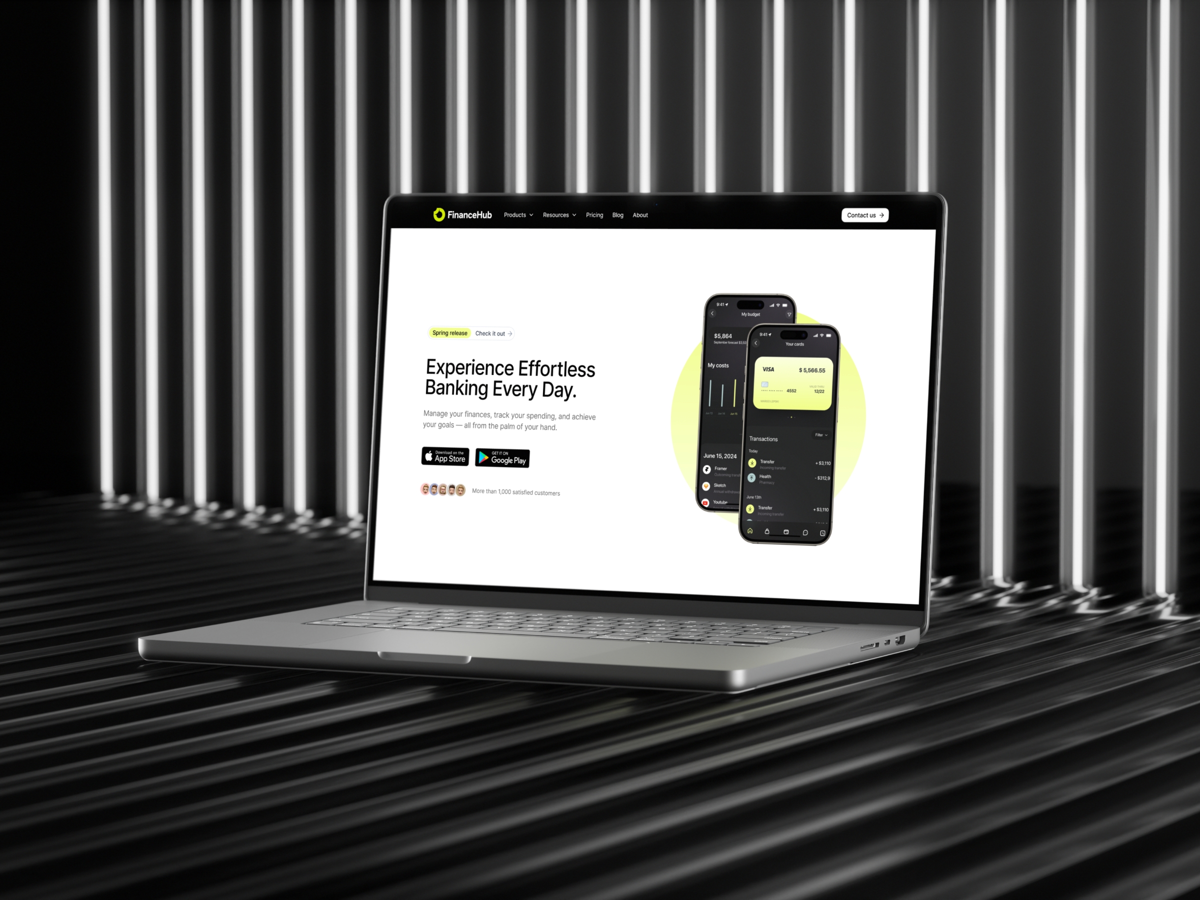 Screenshot of Financehub website