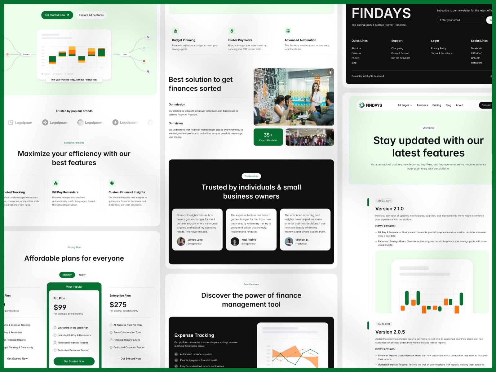 Screenshot of Findays website
