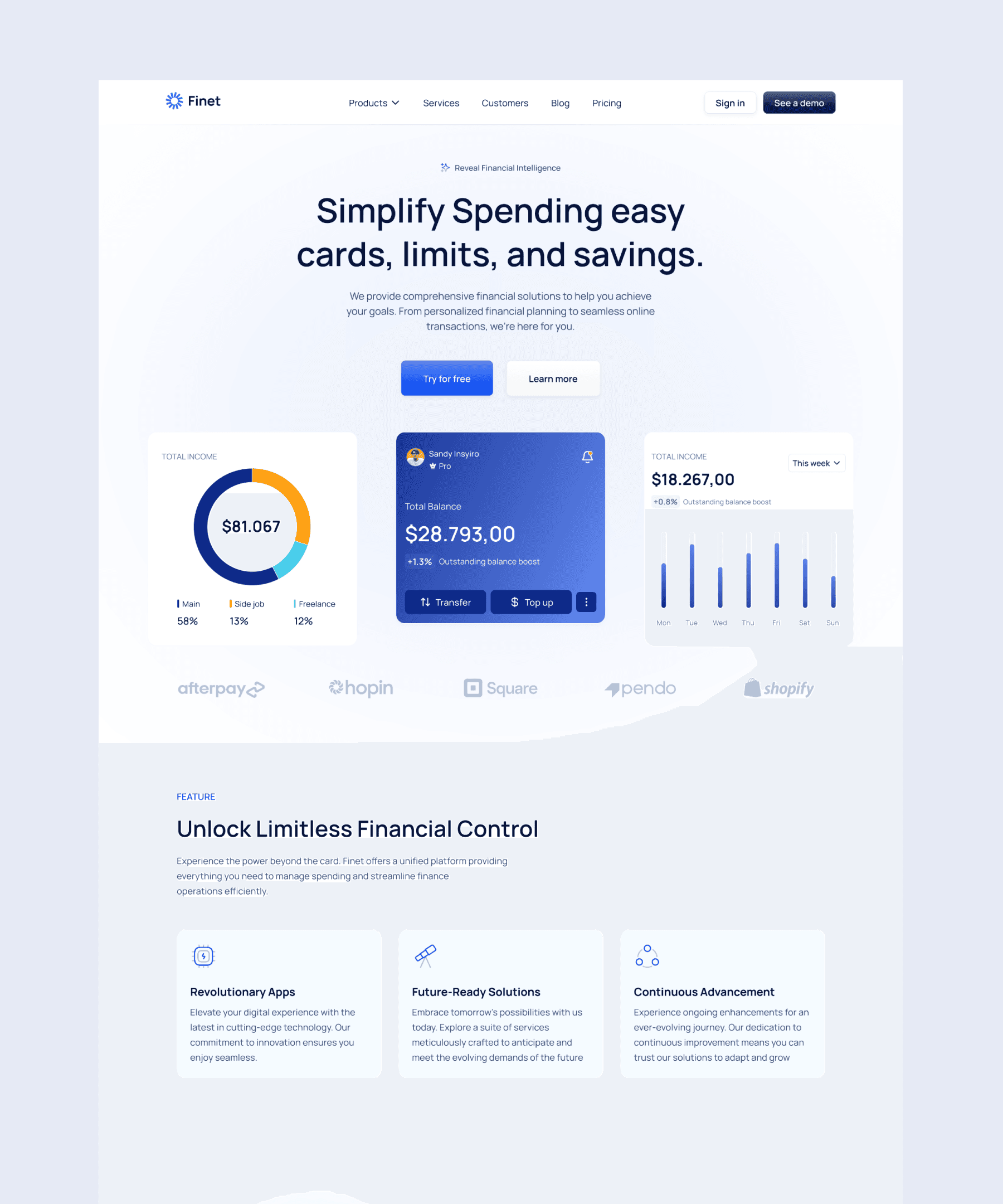 Screenshot of Finet website