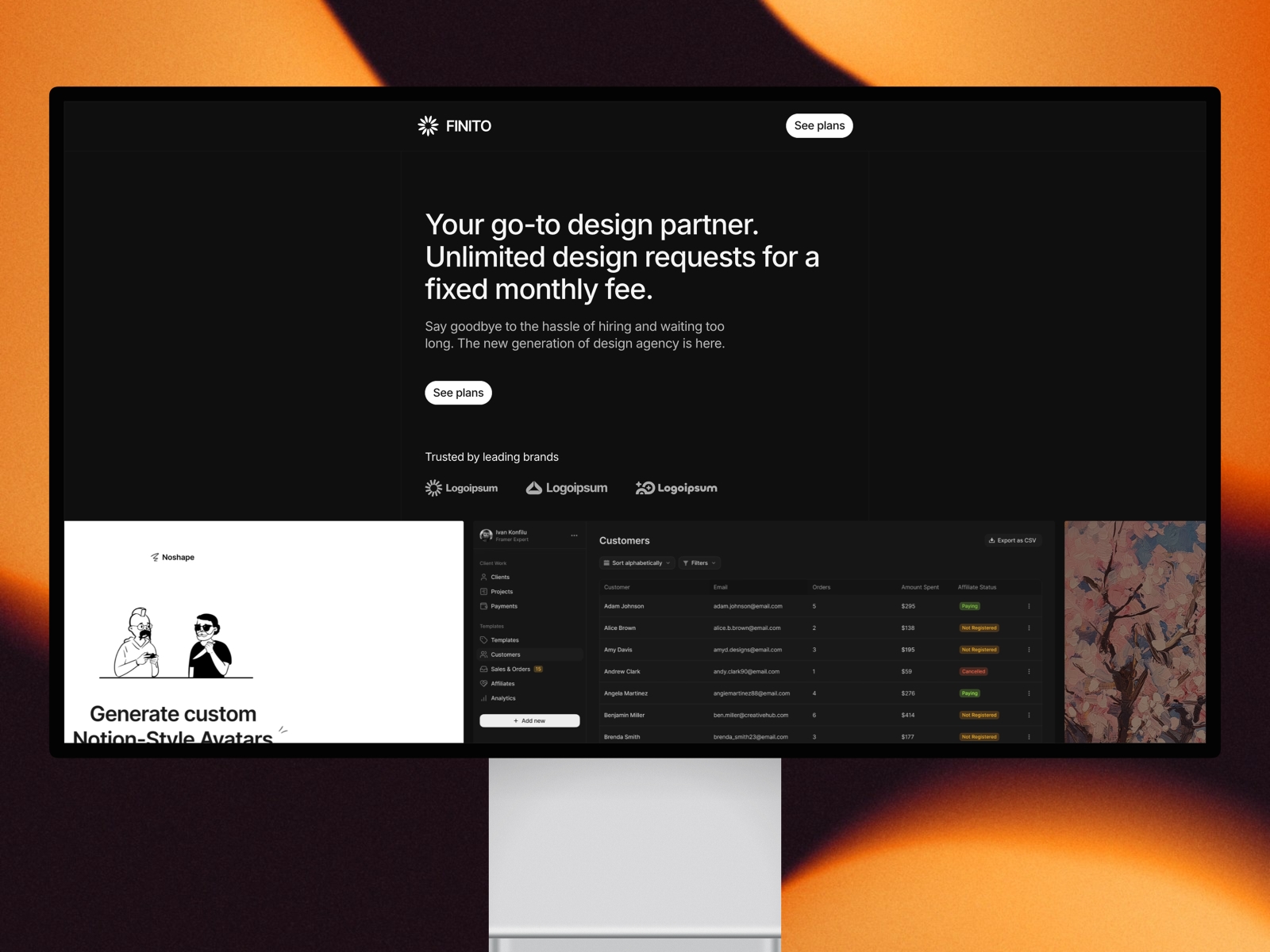 Screenshot of Finito website