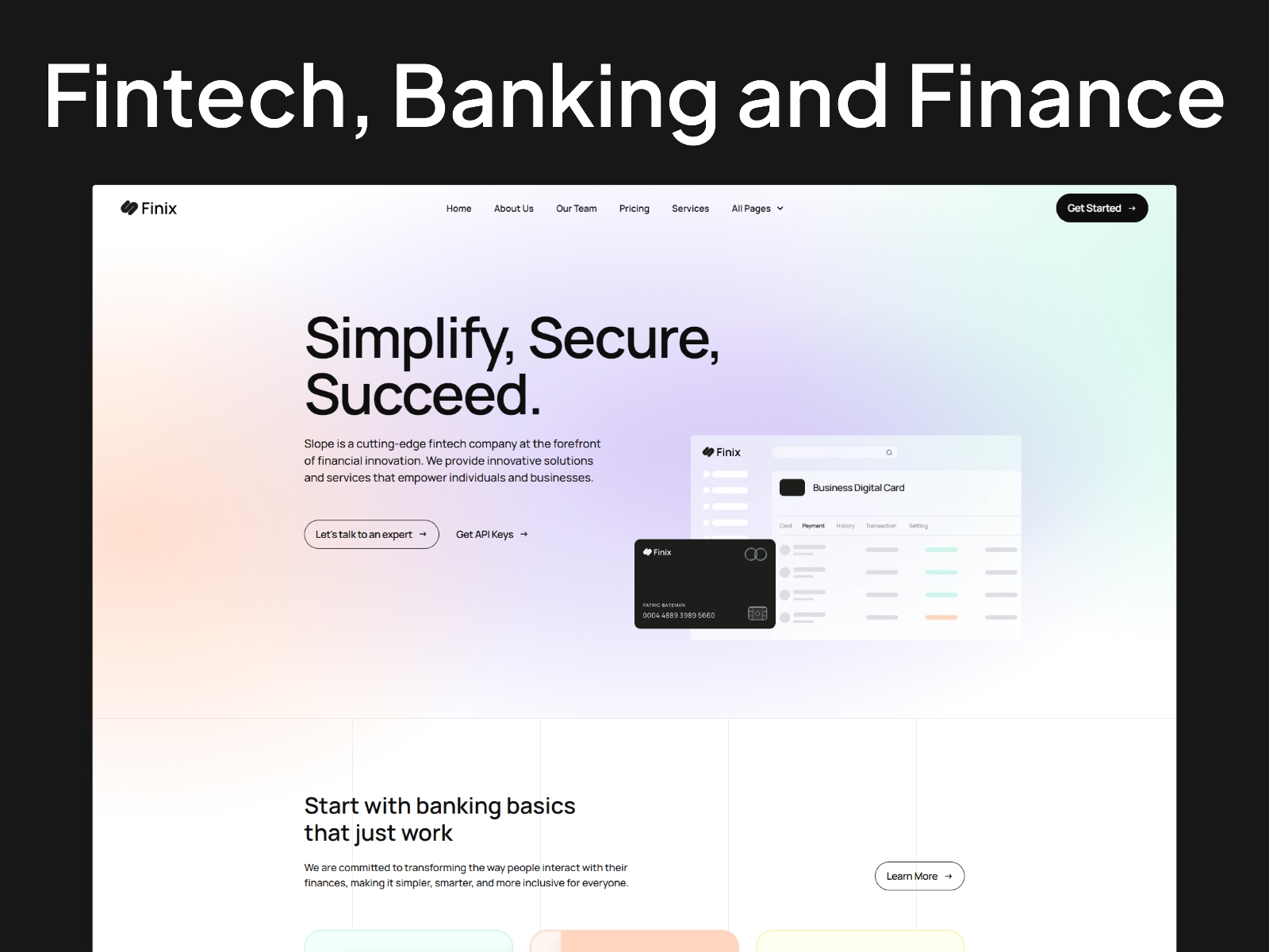 Screenshot of Finix website