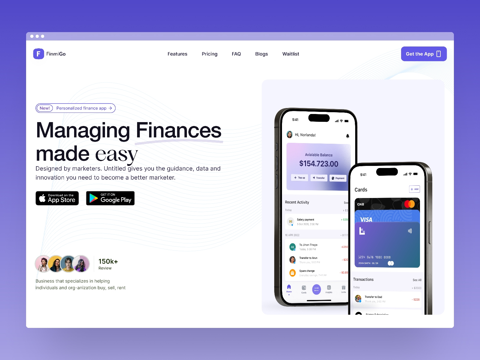 Screenshot of Finmigo website
