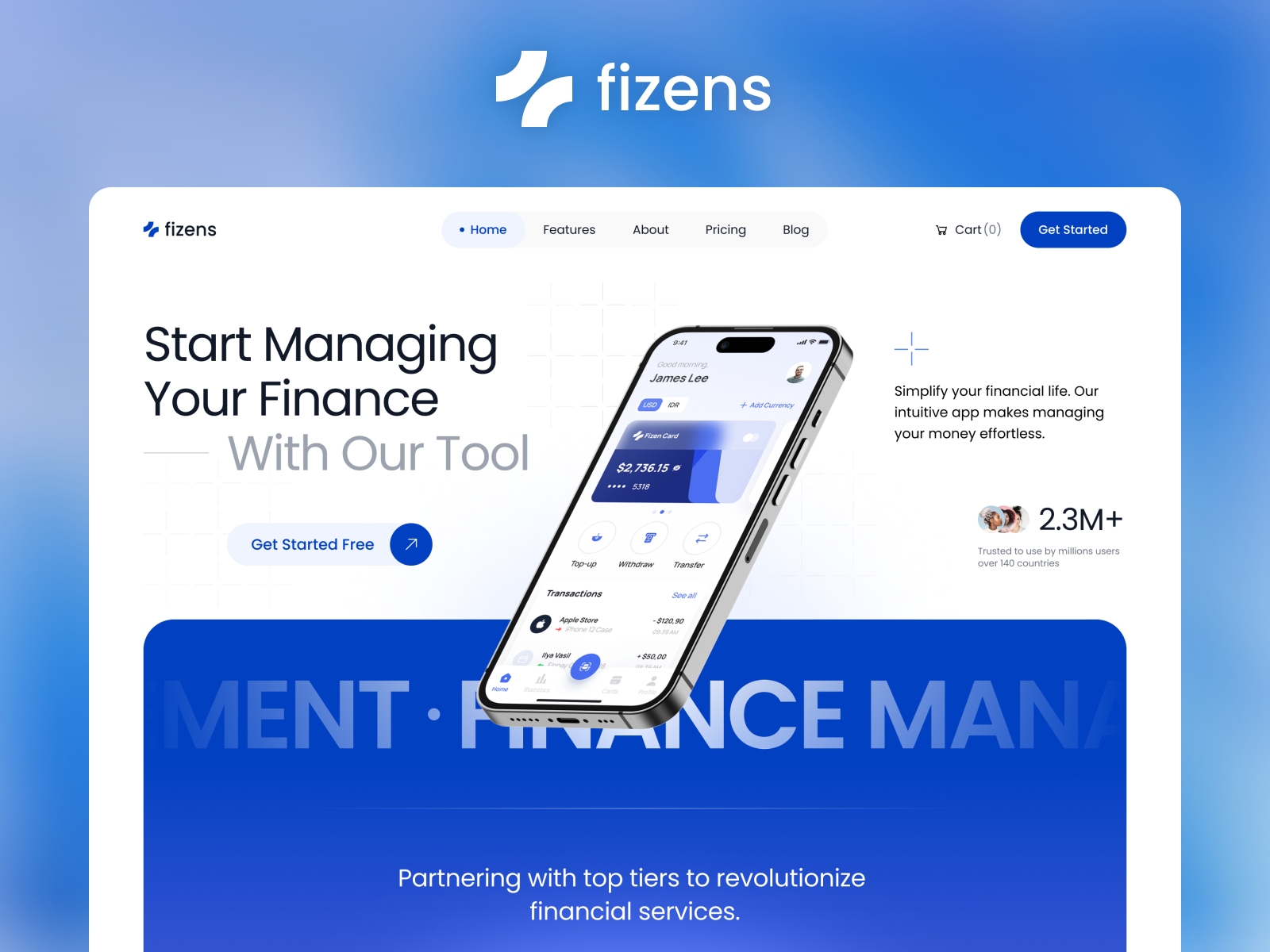Screenshot of Fizens website