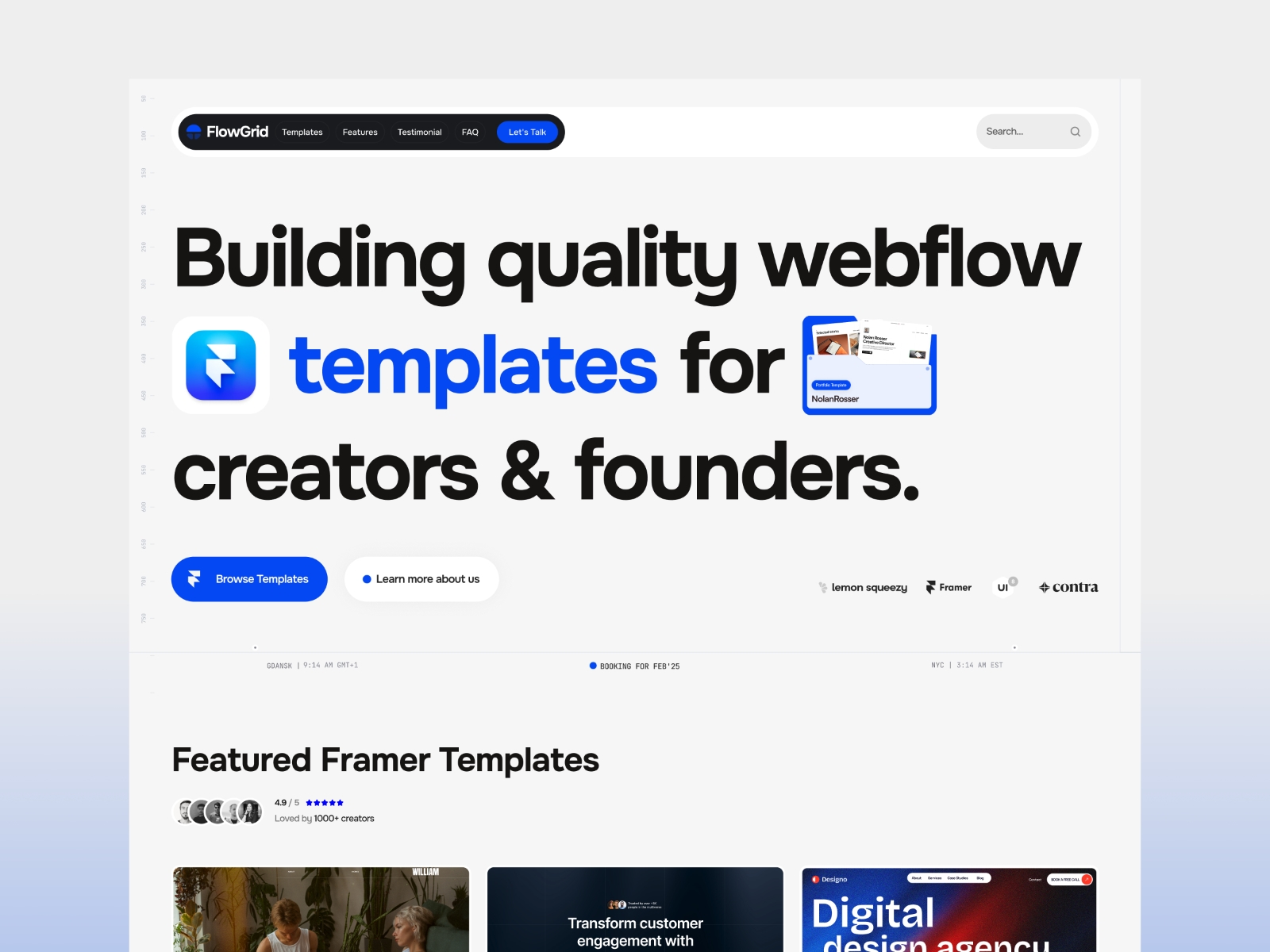 Screenshot of Flowgrid website