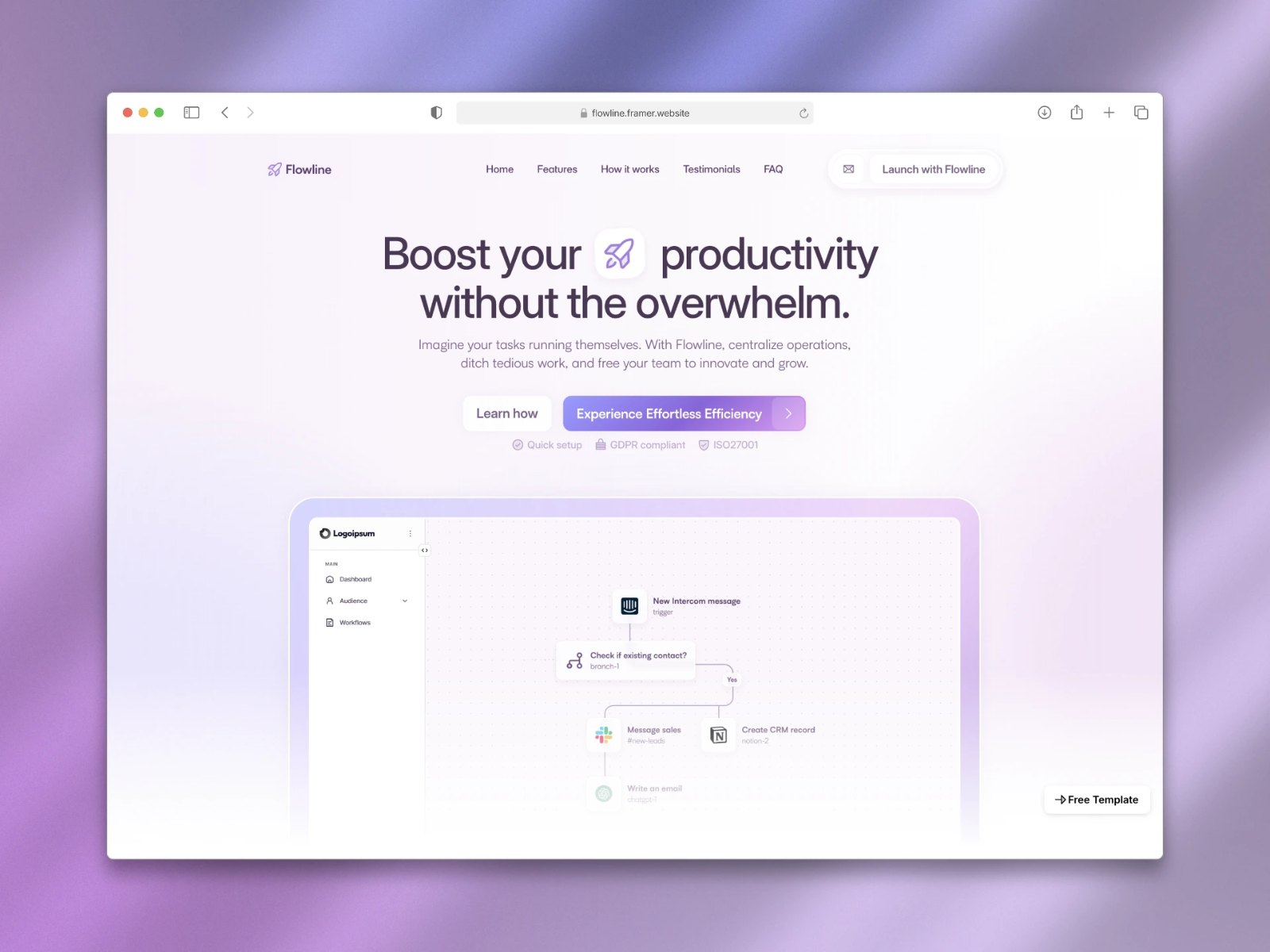 Screenshot of Flowline website