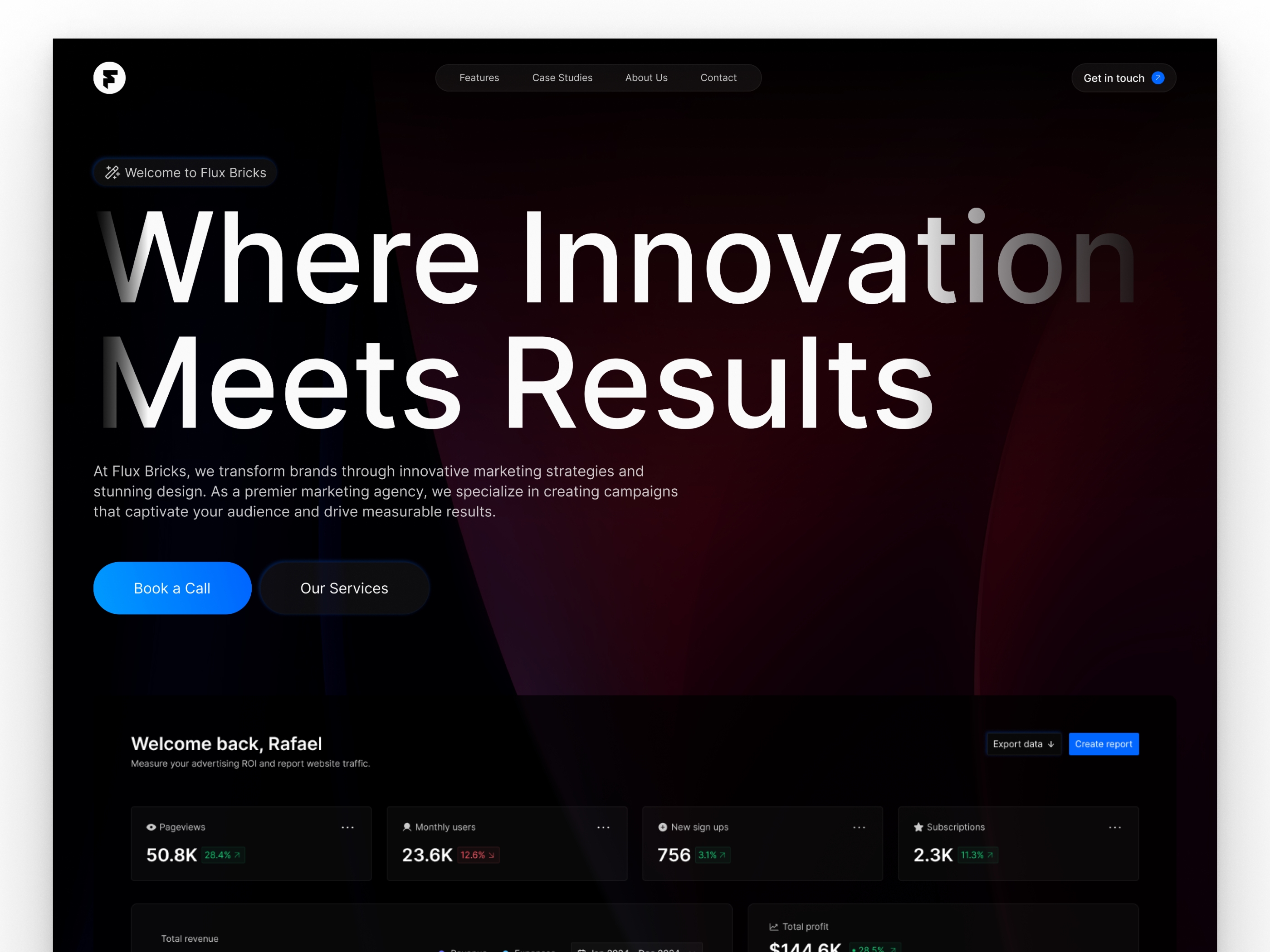 Screenshot of Fluxbricks website