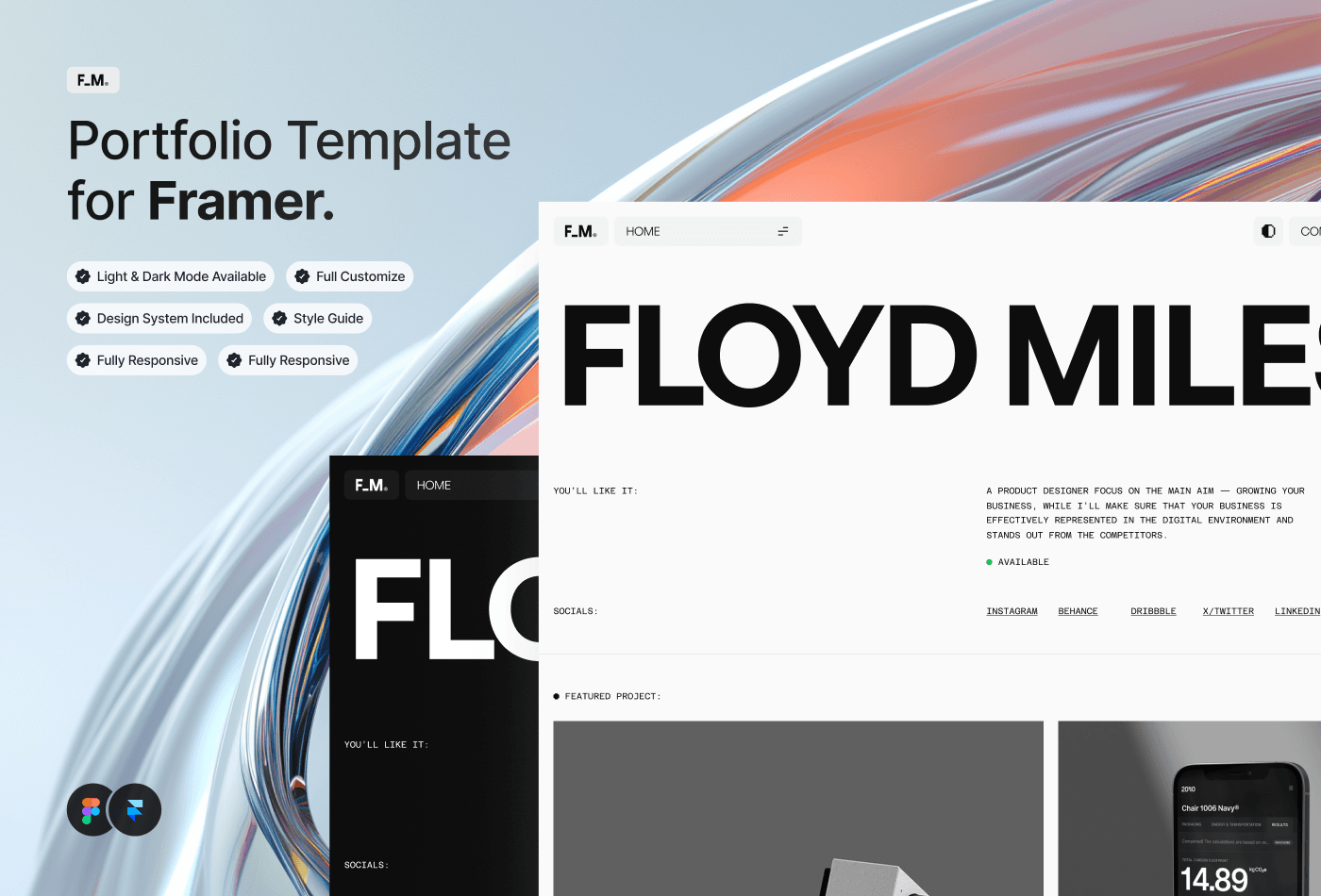 Screenshot of Fm designer portfolio template website