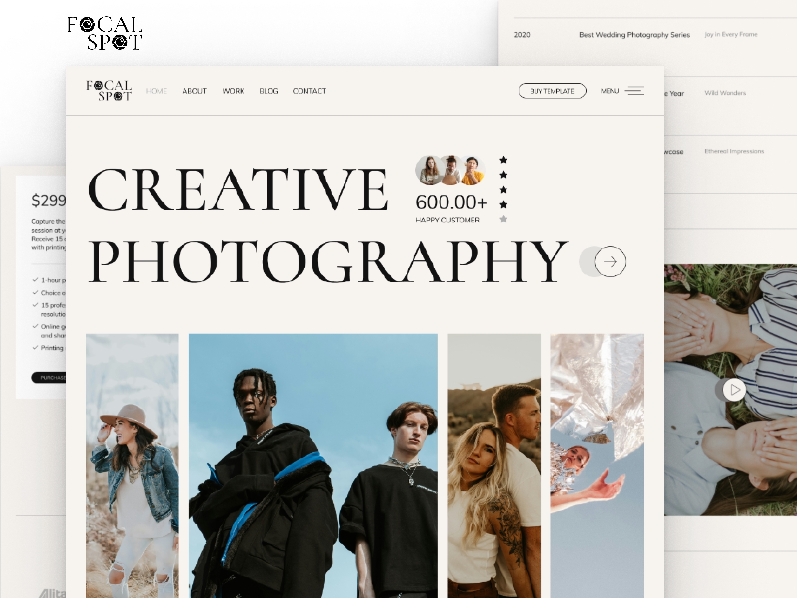 Screenshot of Focal spot modern photography website website