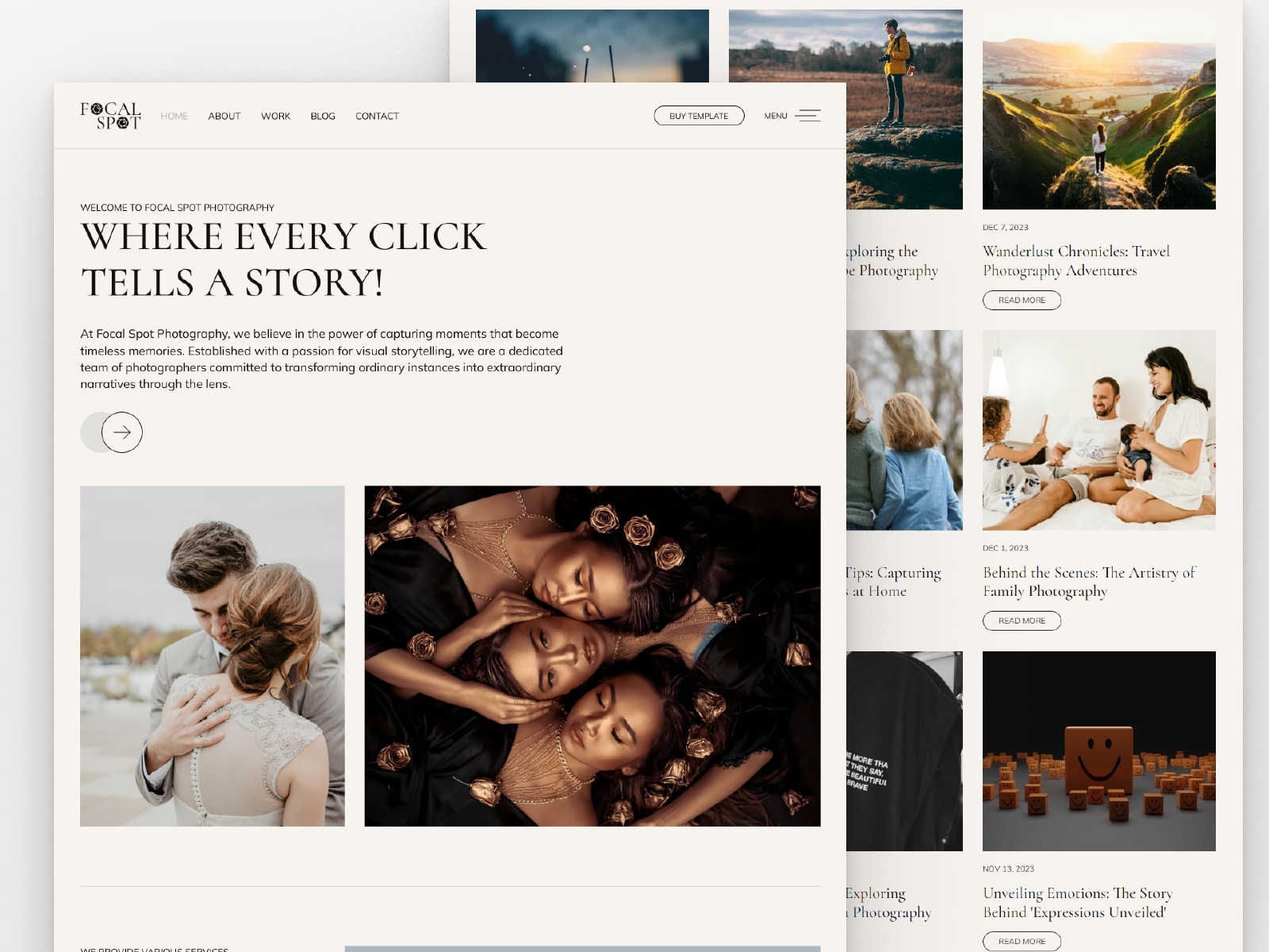 Screenshot 3 of Focal spot modern photography website