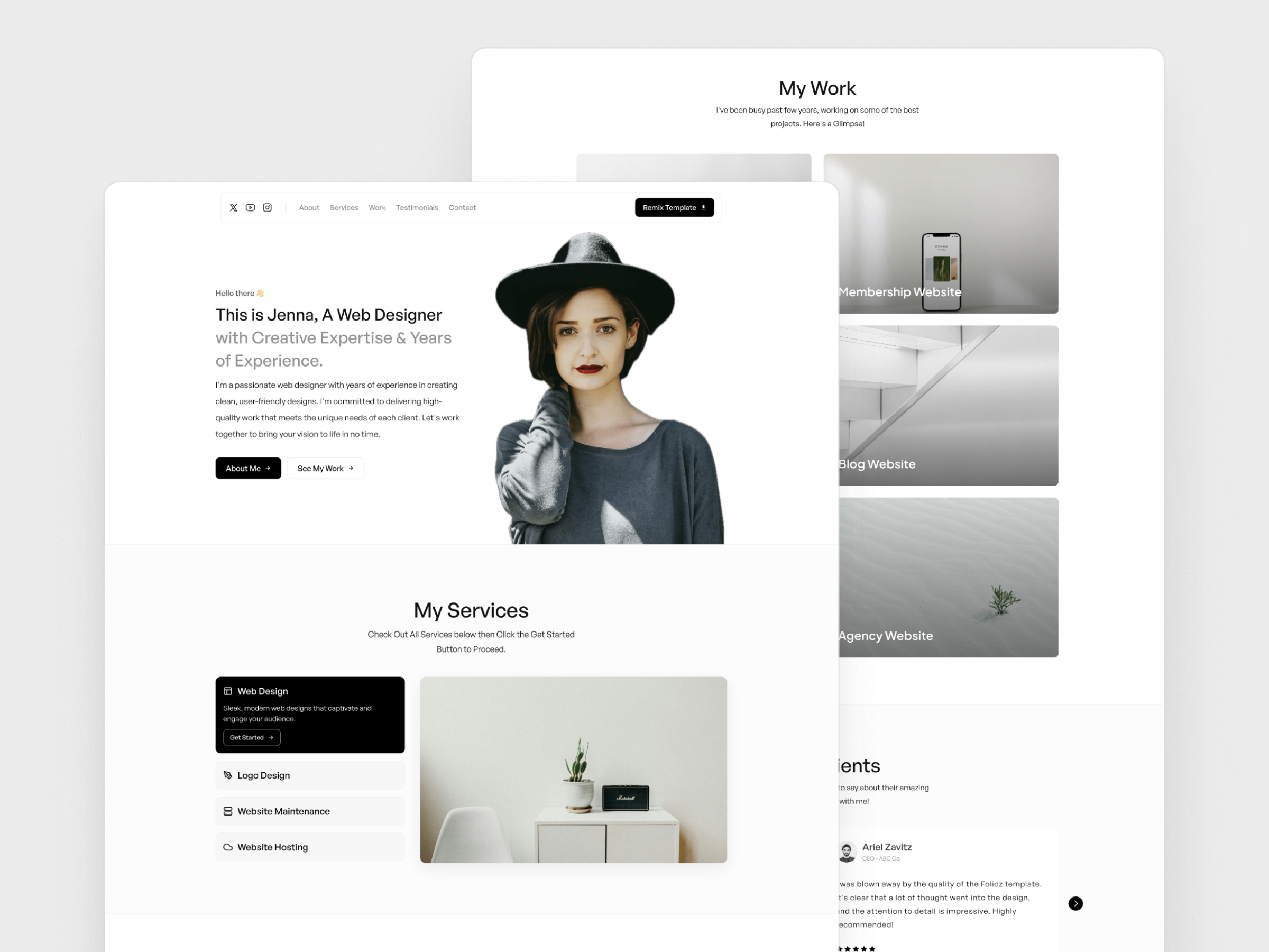 Screenshot 2 of Folioz personal portfolio template