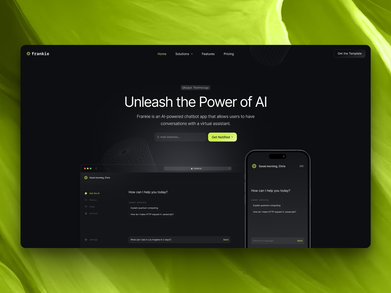 Screenshot of Frankie website