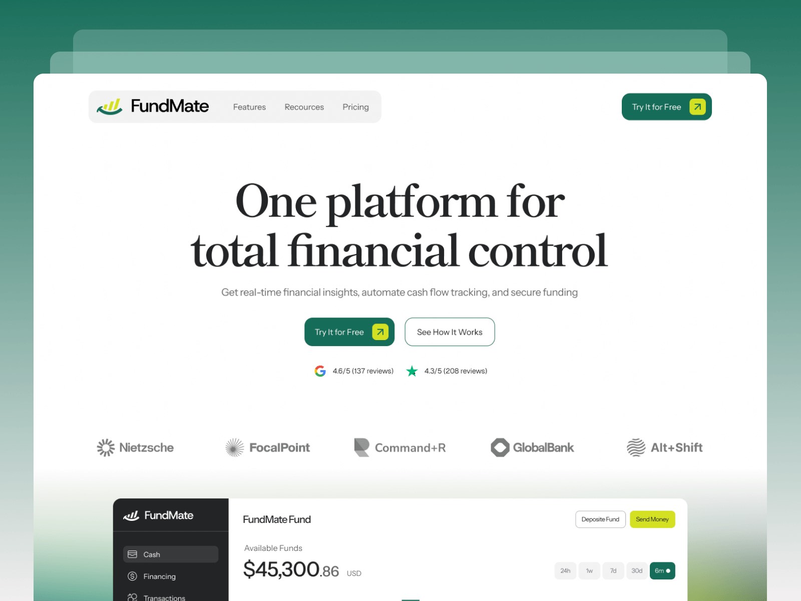 Screenshot of Fundmate website