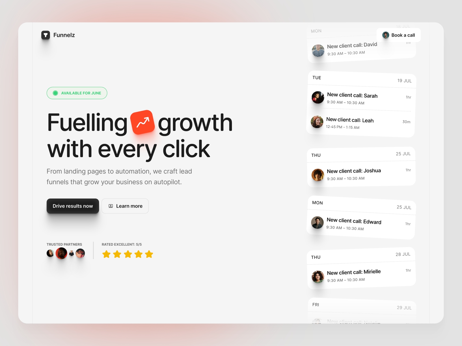 Screenshot of Funnelz website