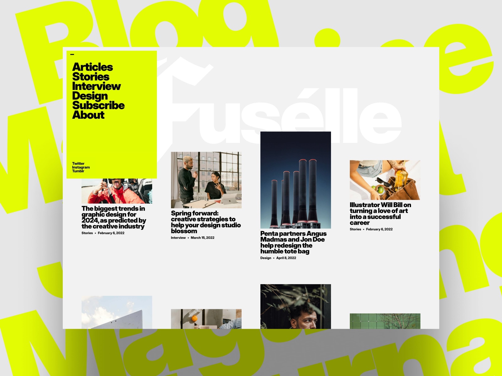 Screenshot of Fuselle website