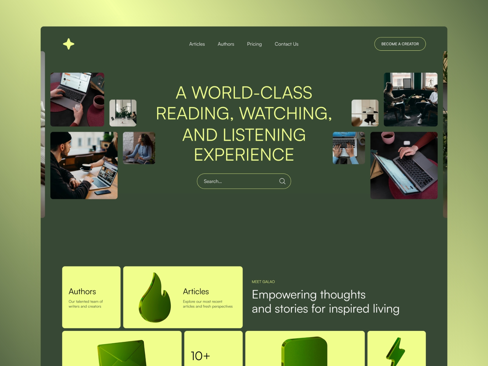 Screenshot of Galao website