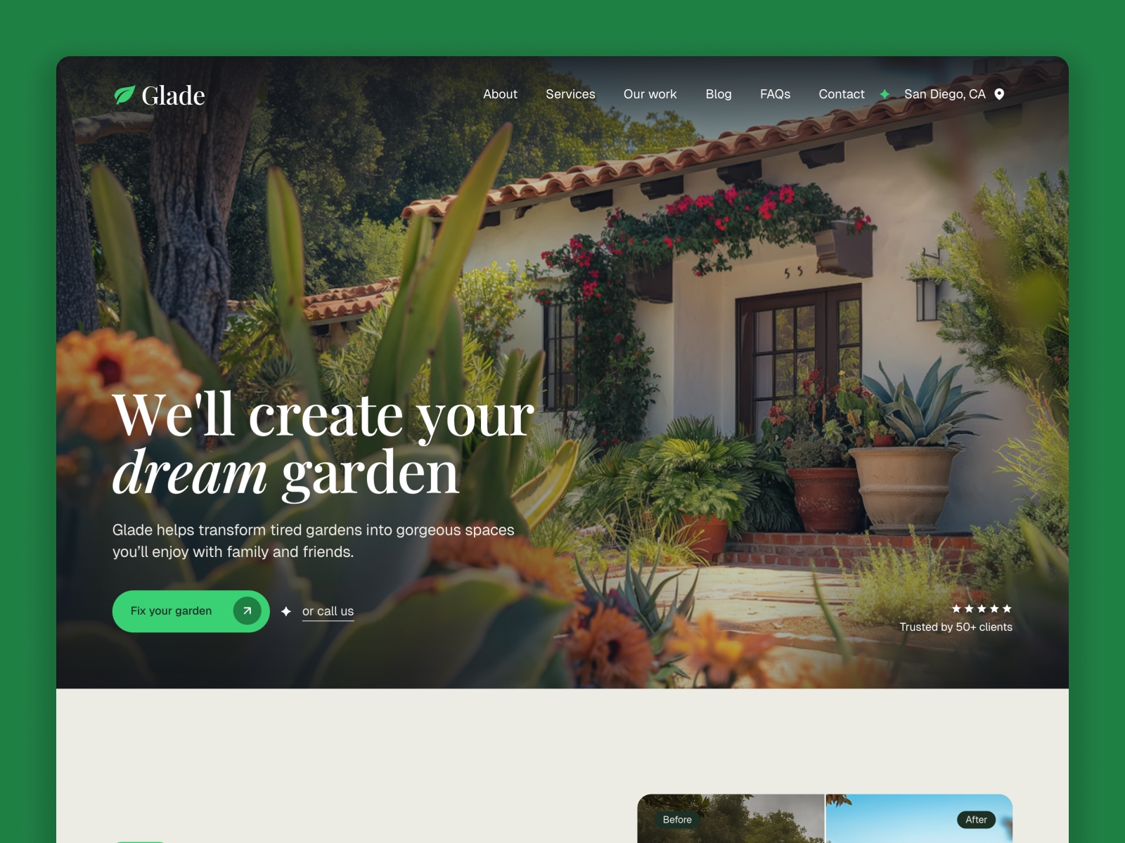 Screenshot of Glade website