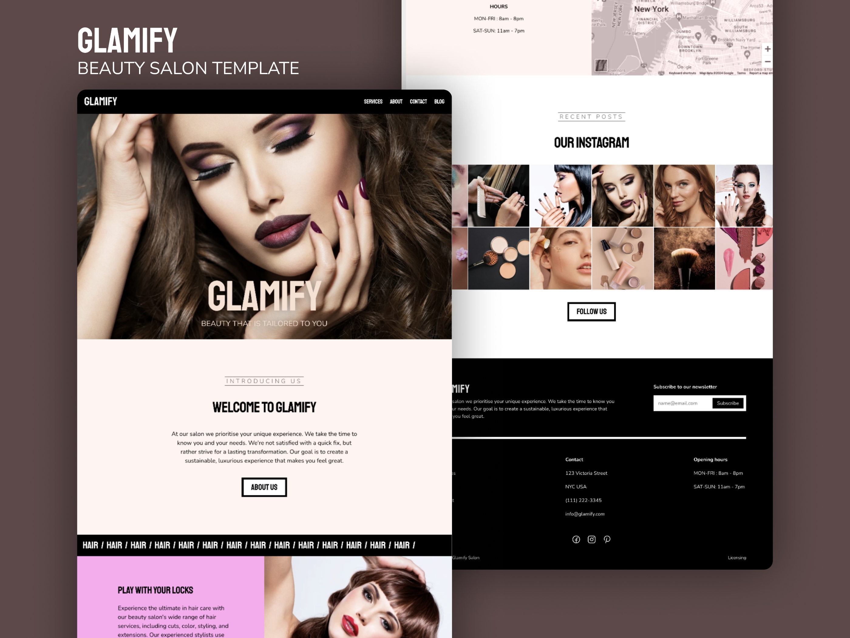 Screenshot of Glamify website