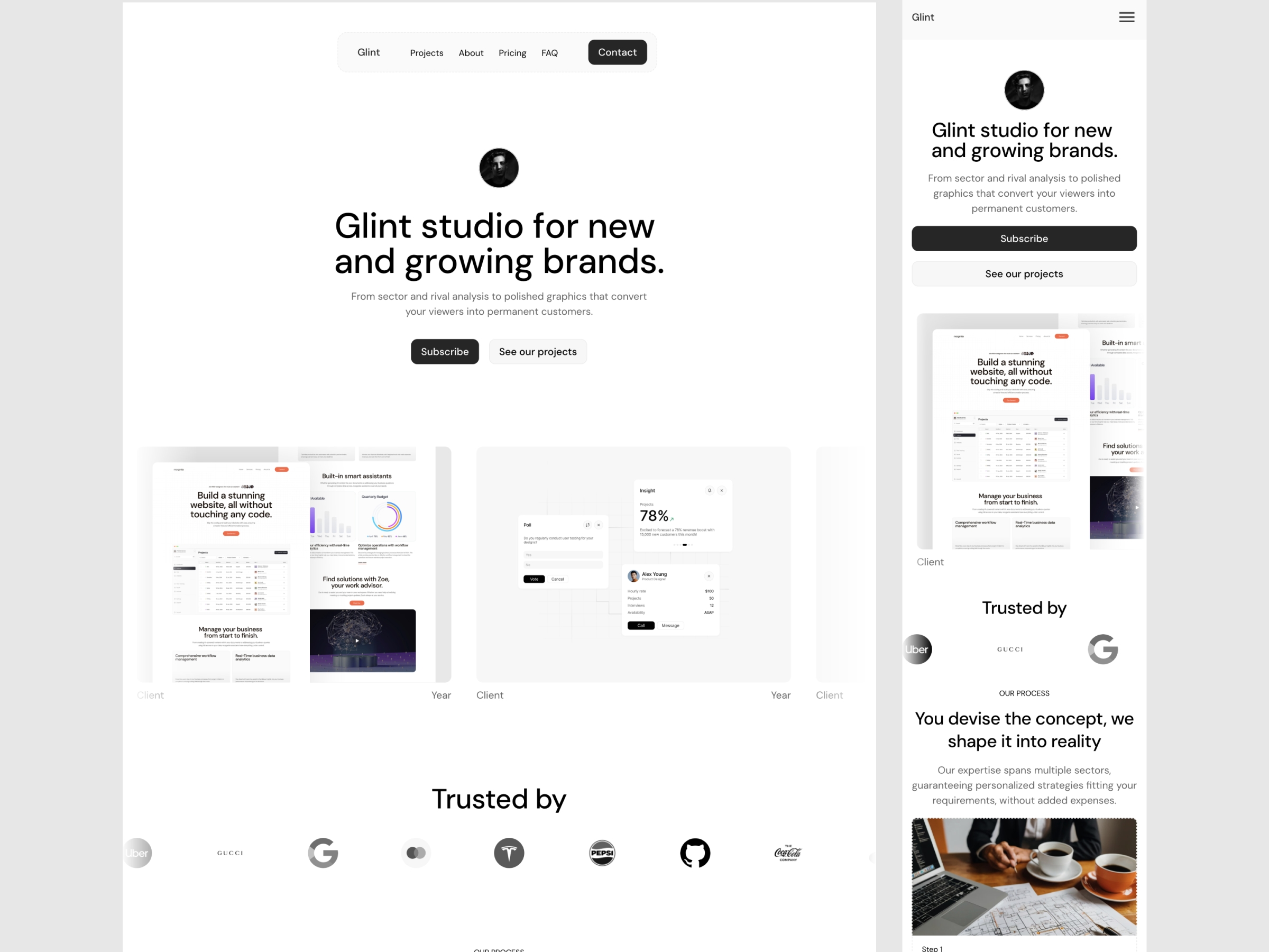 Screenshot of Glint website