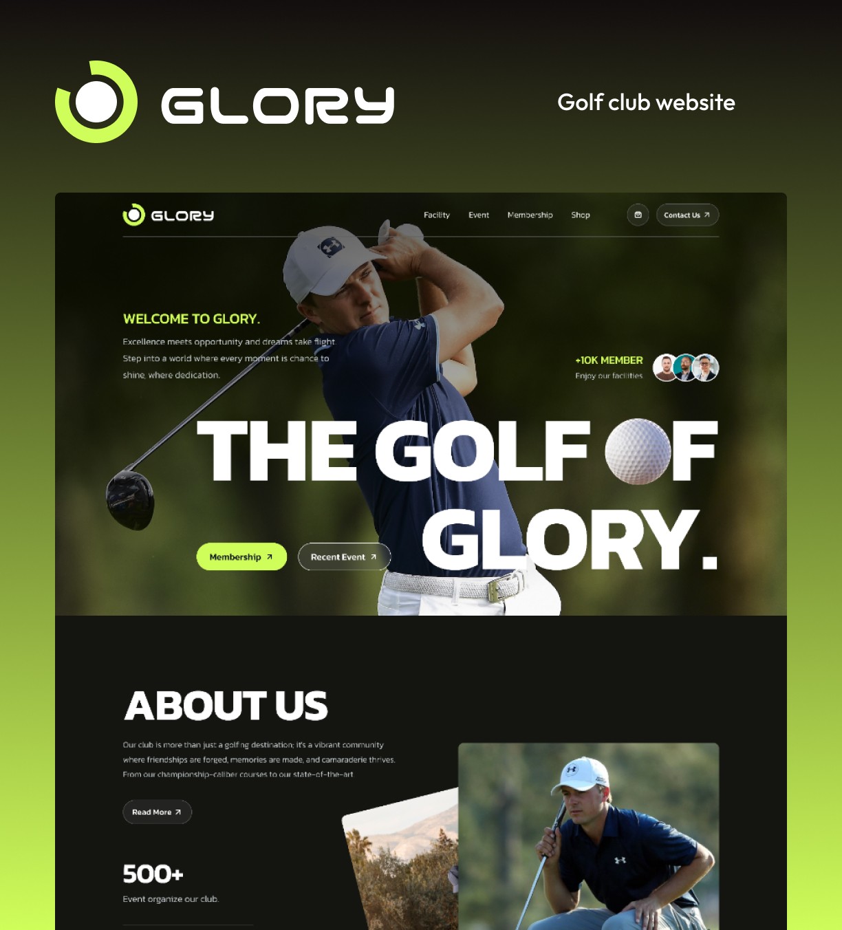 Screenshot of Glory website