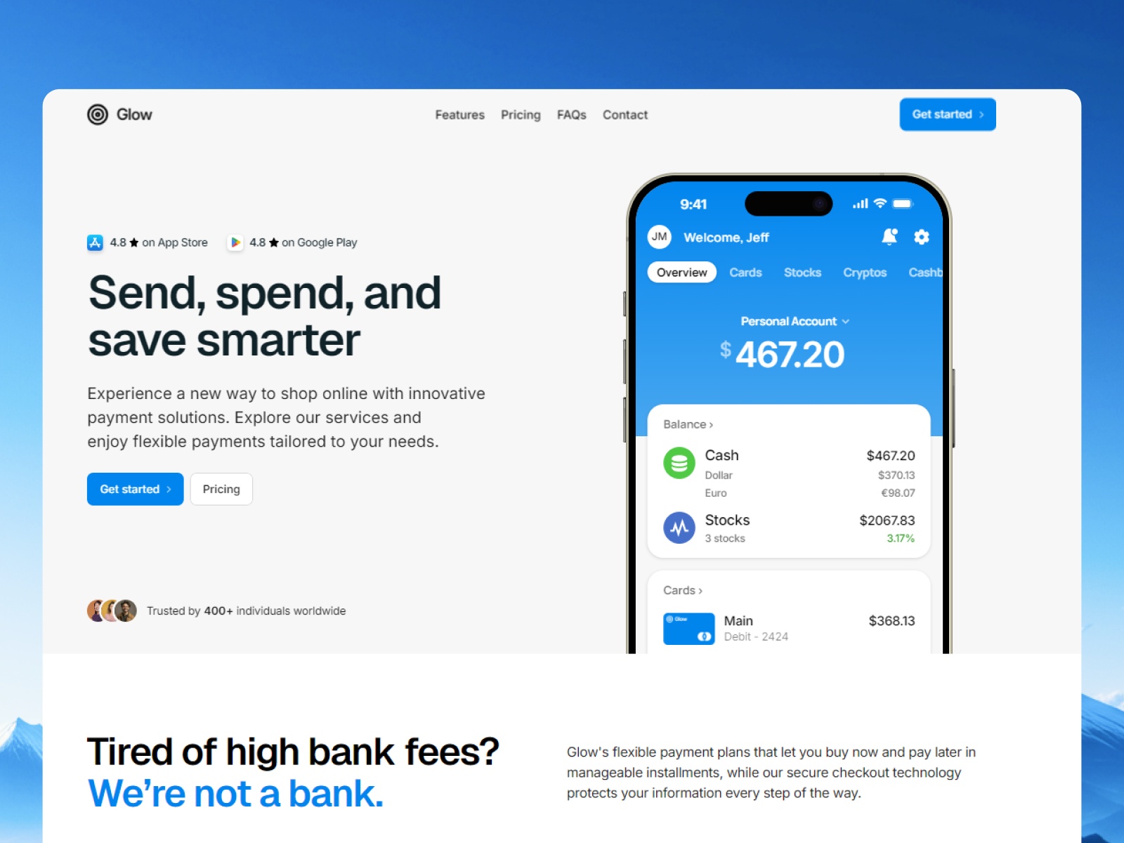 Screenshot of Glow website