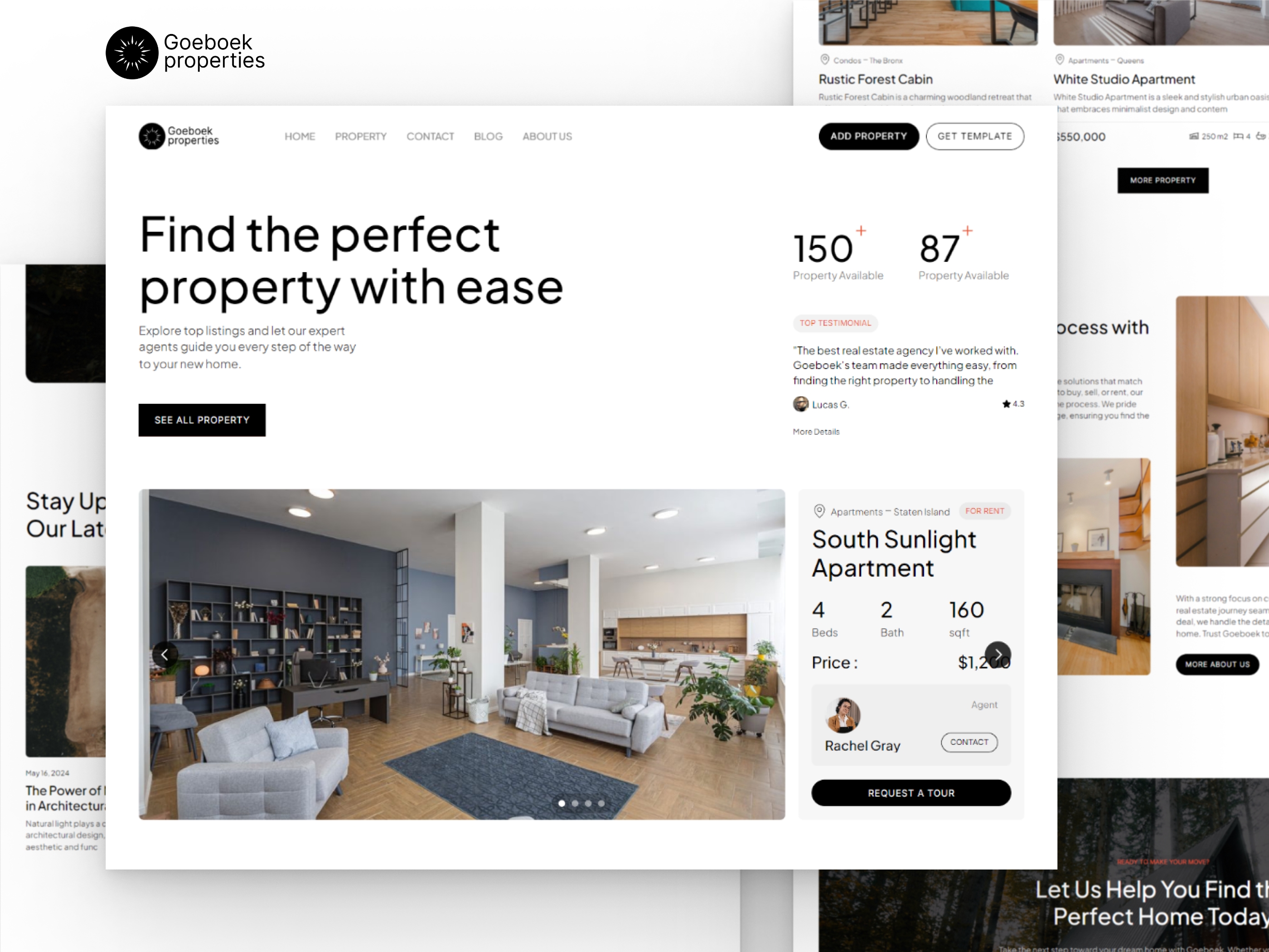 Screenshot of Goeboek real estate and property website website
