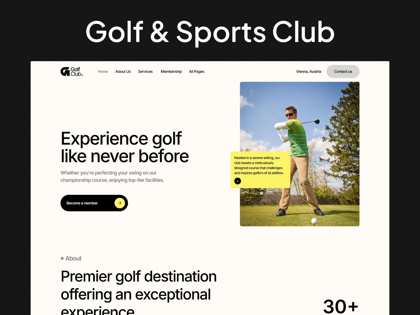 Screenshot of Golf club website
