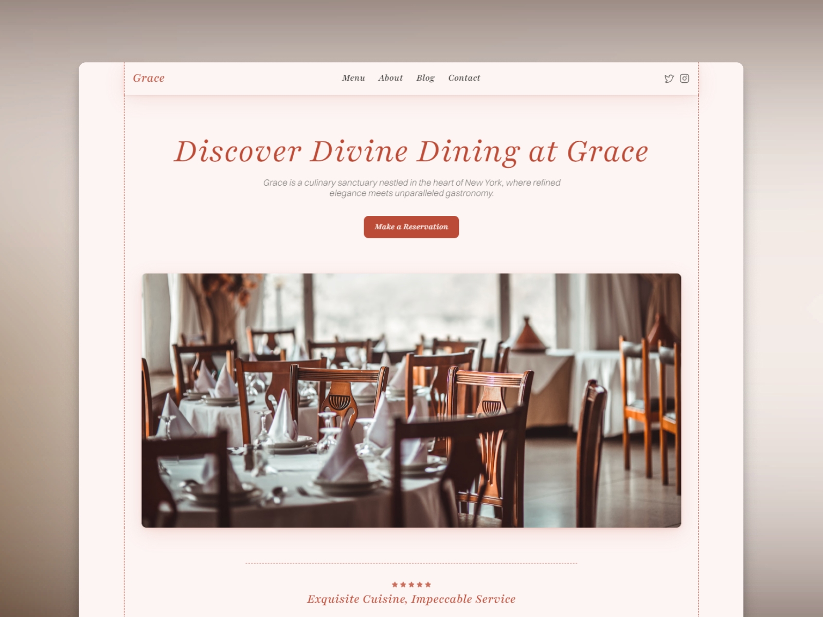 Screenshot of Grace restaurant template website